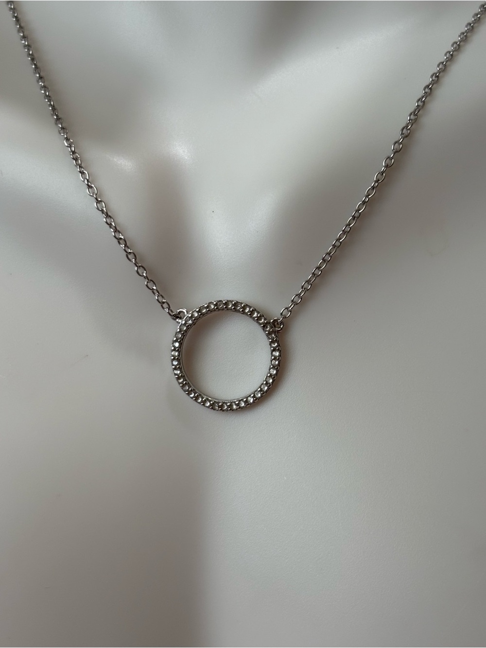 Silver Circle Crystal Pendant Necklace